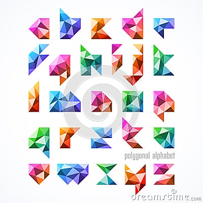 Polygonal font, alphabet Vector Illustration