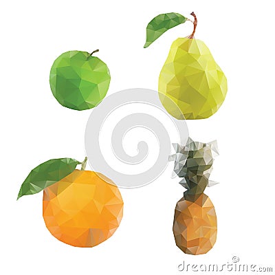 Polygonal fruits isolated Stock Photo