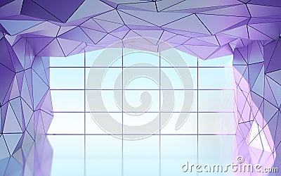 Polygonal futuristic hall with window Cartoon Illustration