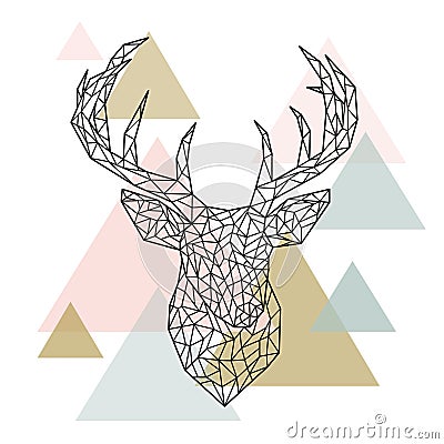 Polygonal head deer portrait. Vector Illustration