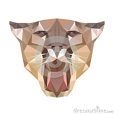 Polygonal head of tiger, polygon geometric animal, vector Vector Illustration