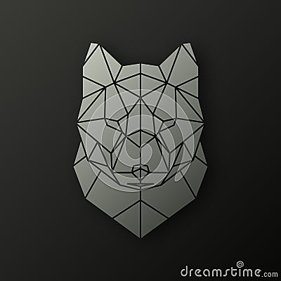 Polygonal head of a wolf. Vector Illustration