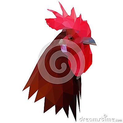 Polygonal illustration of rooster head Vector Illustration