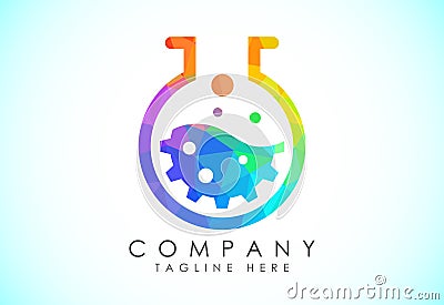 Polygonal lab logo design vector template, Low poly lab logo science Vector Illustration