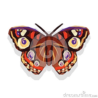 Polygonal and large beautiful butterfly on a white background Vector Illustration