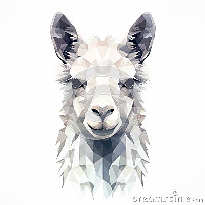 Polygonal Llama Head On White Background Stock Photo