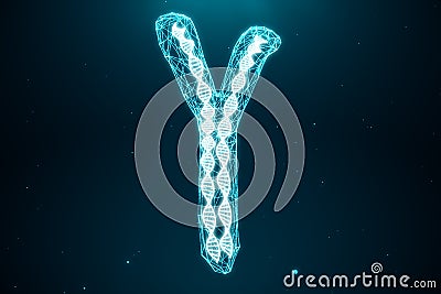 Polygonal Low poly 3D Rendering Digital Artificial Chromosomes Consisting Of Consisting Dots And Lines With DNA Carrying Stock Photo