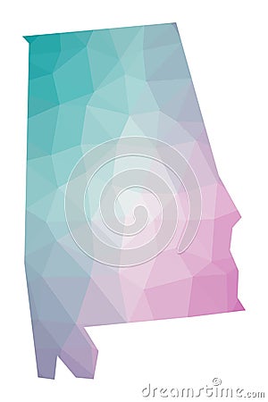 Polygonal map of Alabama. Vector Illustration