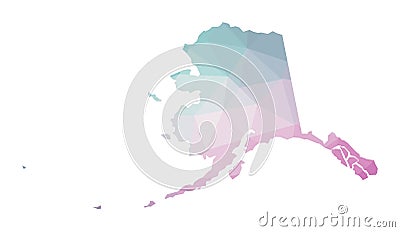 Polygonal map of Alaska. Vector Illustration