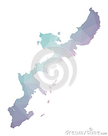 Polygonal map of Okinawa Island. Vector Illustration