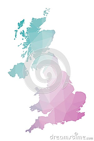Polygonal map of United Kingdom. Vector Illustration