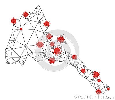 Polygonal Wire Frame Mesh Vector Eritrea Map with Coronavirus Stock Photo
