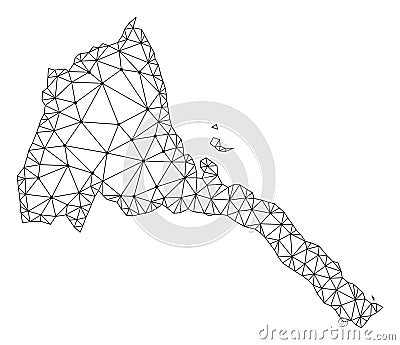 Polygonal Carcass Mesh Vector Map of Eritrea Vector Illustration