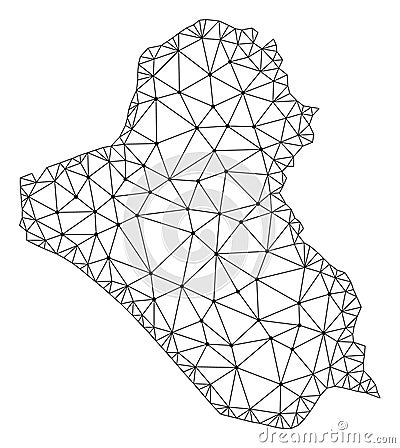 Polygonal Carcass Mesh Vector Map of Iraq Vector Illustration