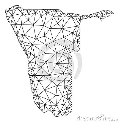 Polygonal Carcass Mesh Vector Map of Namibia Vector Illustration