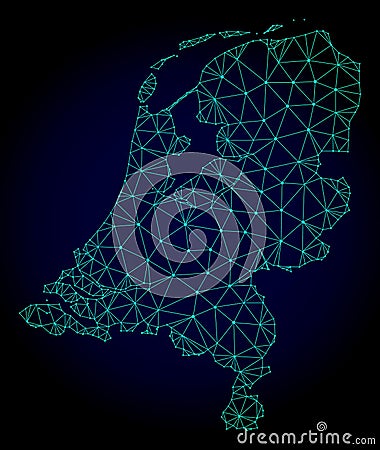 Polygonal 2D Mesh Vector Map of Netherlands Vector Illustration