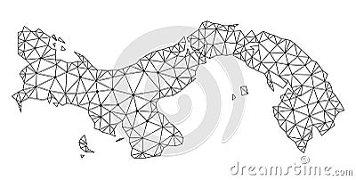 Polygonal Carcass Mesh Vector Map of Panama Vector Illustration