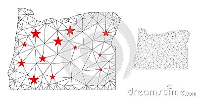 Polygonal 2D Mesh Vector Oregon State Map with Stars Vector Illustration