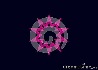 Polygonal multiple star illustration. Pink violet polygonal multiple star vector icon on black background. Cartoon Illustration