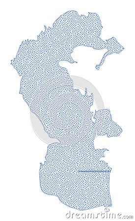 Polygonal Network Mesh High Detail Raster Map of Caspian Sea Abstractions Stock Photo