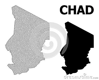 Polygonal Network Mesh High Detail Vector Map of Chad Abstractions Vector Illustration