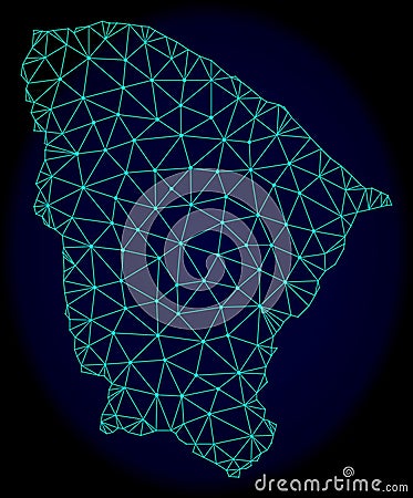 Polygonal Network Mesh Vector Abstract Map of Ceara State Vector Illustration