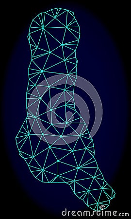 Polygonal Network Mesh Vector Abstract Map of Grande Comore Island Vector Illustration