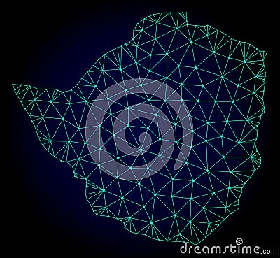 Polygonal Network Mesh Vector Map of Zimbabwe Abstractions Vector Illustration