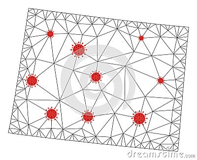 Polygonal Network Mesh Vector Wyoming State Map with Coronavirus Vector Illustration