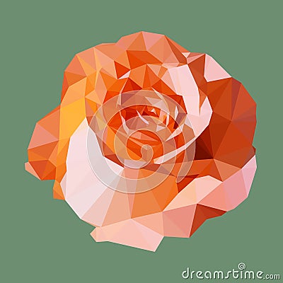 Polygonal orange rose, polygon geometric flower, vector Vector Illustration