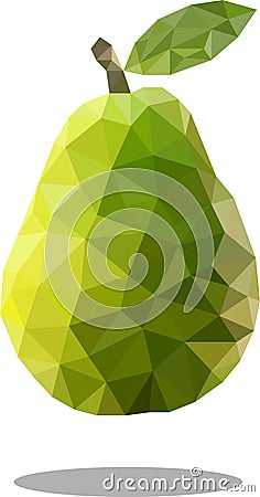Polygonal pear fruit. Abstract geometric origami style. Raster image. Vector Illustration