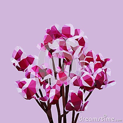 Polygonal purple flower, polygon triangle flower, Vector Illustration