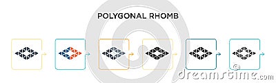 Polygonal rhomb vector icon in 6 different modern styles. Black, two colored polygonal rhomb icons designed in filled, outline, Vector Illustration