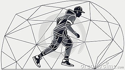 Polygonal runner figure, abstract athlete and dynamic motion vector design sport art vector design Generative AI Vector Illustration