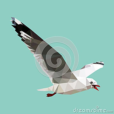 Polygonal seagull, geometric polygon bird, vector Vector Illustration