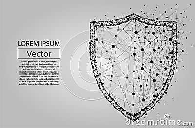 Polygonal security Shield composed from particles vector illustration Vector Illustration