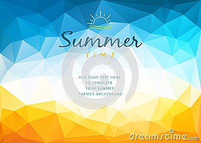 Polygonal shapes Summer time background with text - illustration. Vector Illustration