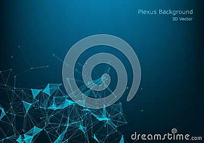 Polygonal space wireframe background communication. Global network connections template. Complex lines and dots backdrop. Digital Vector Illustration