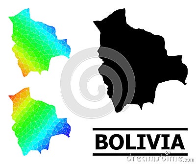 Polygonal Spectrum Map of Bolivia with Diagonal Gradient Vector Illustration