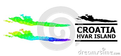Polygonal Spectrum Map of Hvar Island with Diagonal Gradient Vector Illustration
