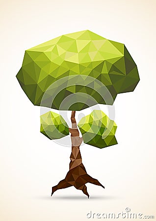 Polygonal tree isolated on white background Vector Illustration