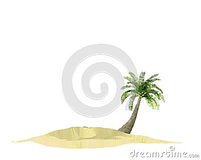 Polygonal triangulated island with palm-tree over white Vector Illustration