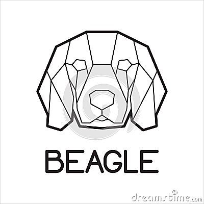 Polygonal vector beagle dog head logo design Vector Illustration