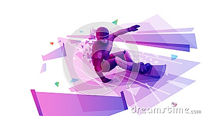 Snowboard rider at slalom track Vector Illustration
