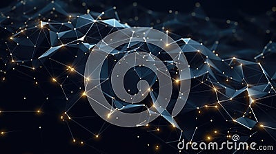 Polygonal visual picture of polygon particle connected across background. AIG35. Stock Photo