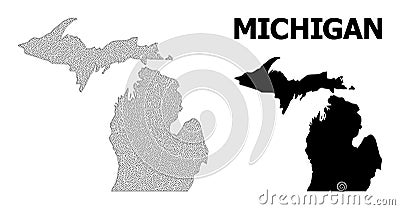 Polygonal Wire Frame Mesh High Resolution Vector Map of Michigan State Abstractions Vector Illustration