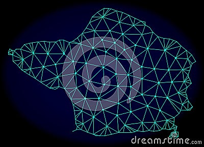 Polygonal Wire Frame Mesh Vector Abstract Map of Faial Island Vector Illustration