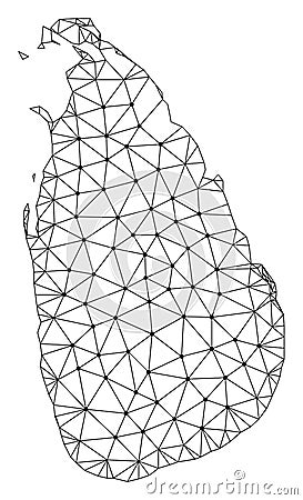 Polygonal Wire Frame Mesh Vector Map of Sri Lanka Vector Illustration