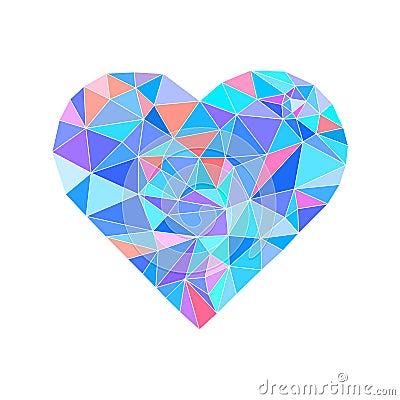 Polygonal wireframe heart, valentines day Vector Vector Illustration