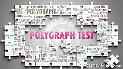 Polygraph Test as a complex subject, related to various topics and ideas on a puzzle Stock Photo